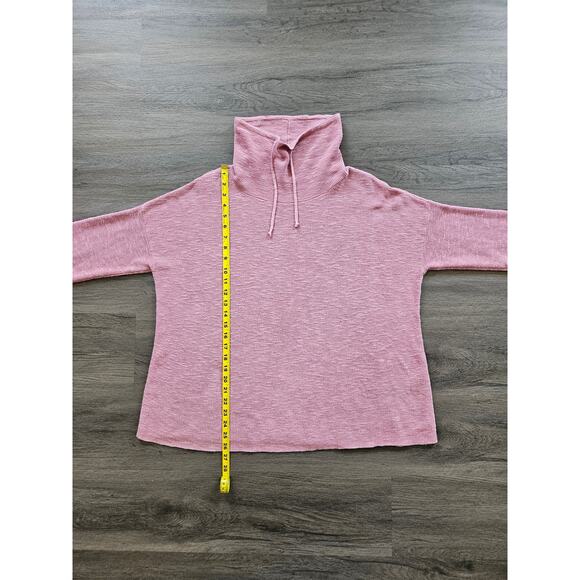 Eileen Fisher PINK Organic Linen Cotton Slub Funnel Neck Top Hoodie Sweater L - Picture 12 of 15